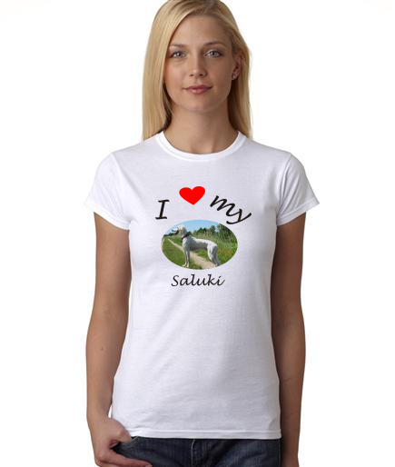 Dogs - I Heart My Saluki on Womans Shirt